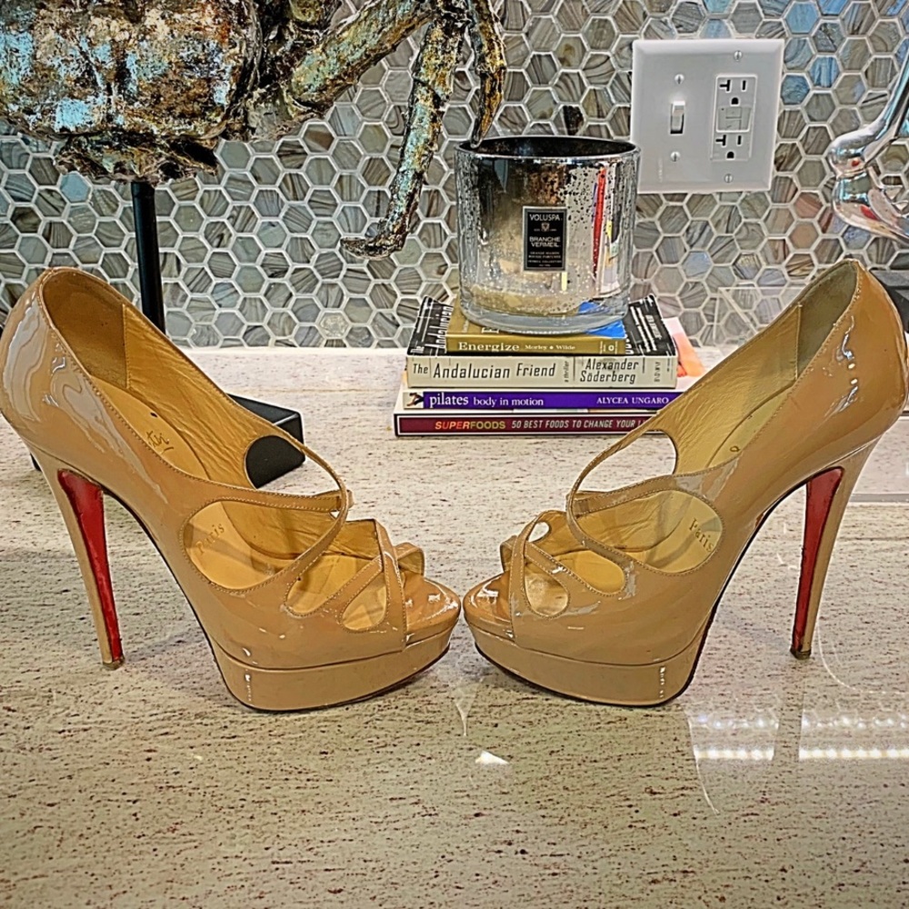 patent leather christian louboutin platform heels